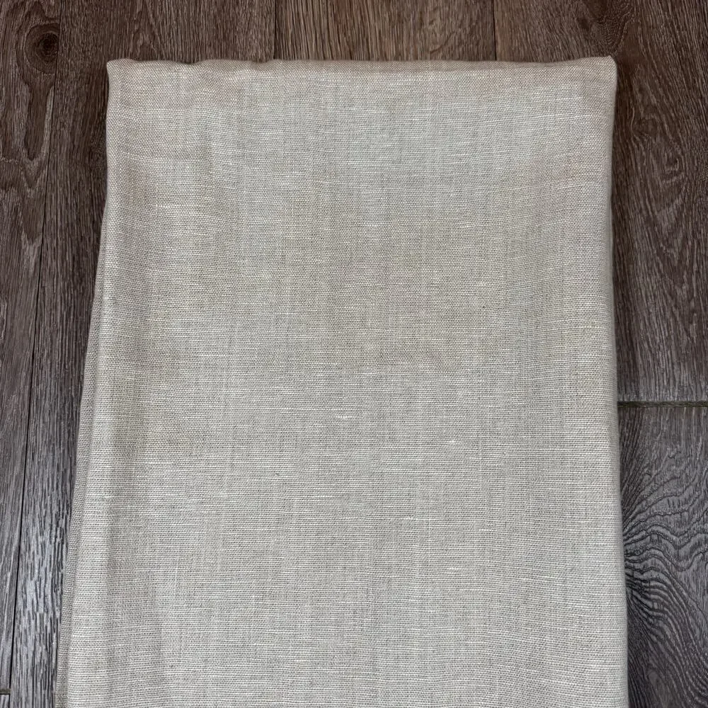 Pottery Barn Tablecloth Fringe 100% Linen 50 inch Beige Square